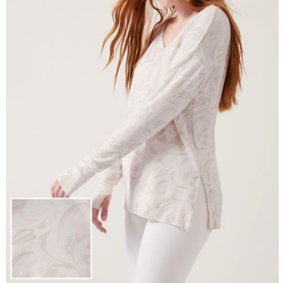 Athleta Coaster Luxe V-Neck Sweatshirt Large - Picture 1 of 8